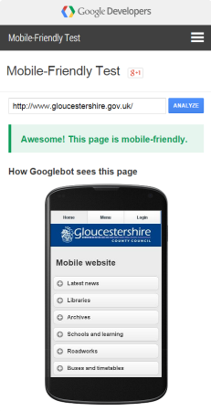 Gloucestershire Google Mobile Friendly 